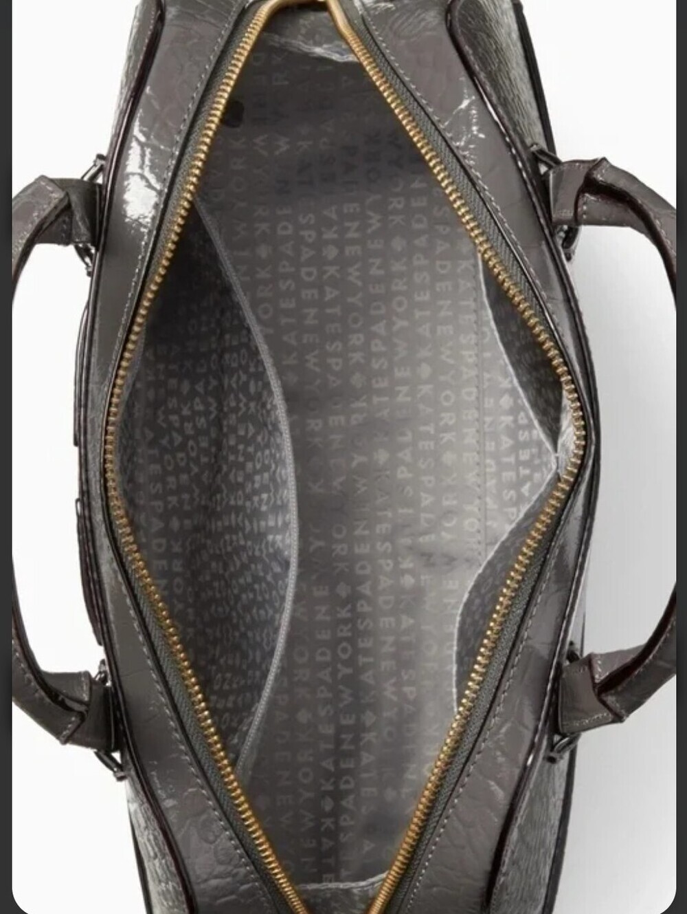 kate spade Croc-Embossed Satchel in Dark Brown with Gold Hardware - Picture 4 of 11